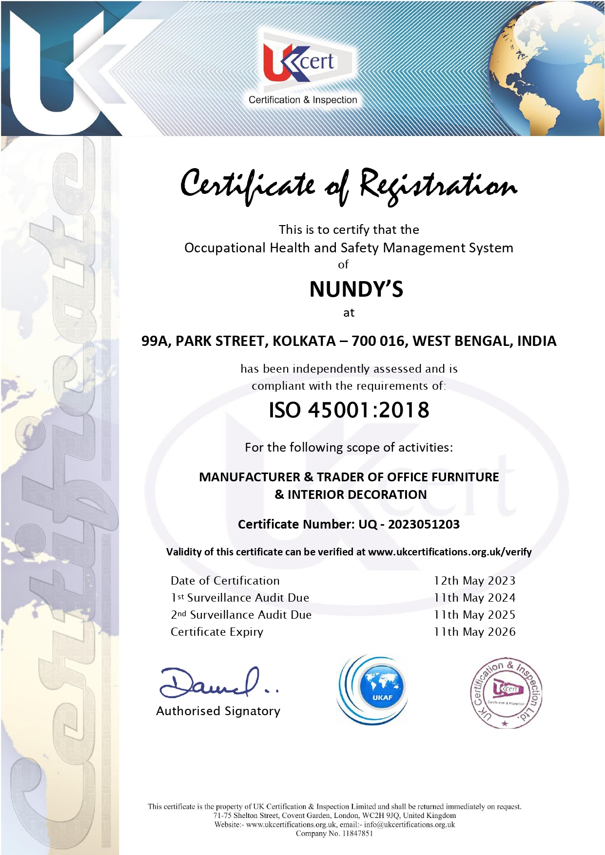 Nundys Certificate
